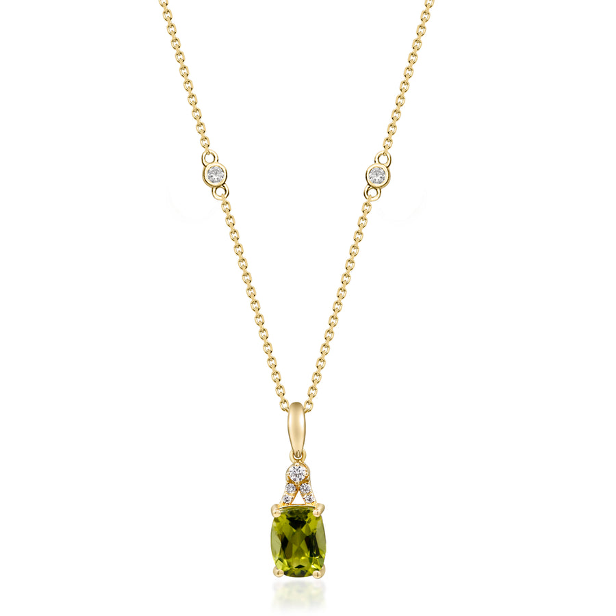 Nora 10K Yellow Gold Cushion-Cut Manchurian Peridot Pendant