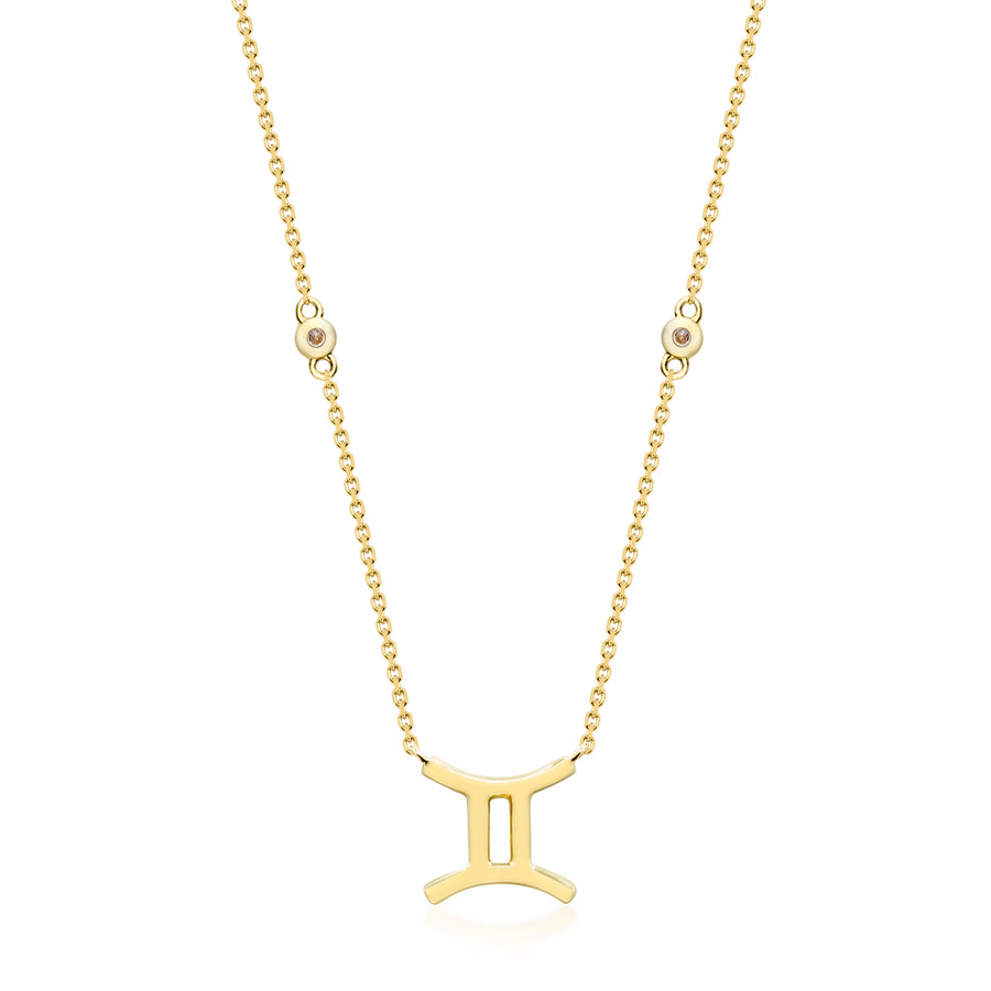 Gemini 14K Yellow Gold Round-Cut White Diamond Pendant