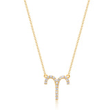 Aries 10K Yellow Gold Round-Cut White Diamond Pendant