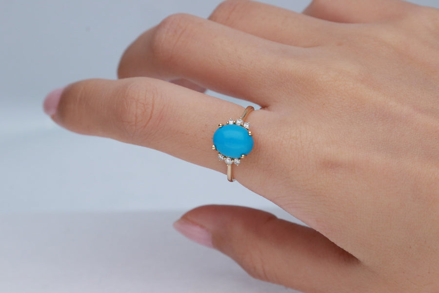 Azaria 14K Yellow Gold Oval-Cut Arizona Turquoise Ring