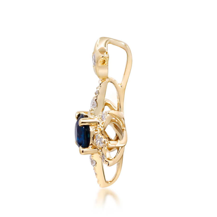 Sofia 14K Yellow Gold Round-Cut Ceylon Blue Sapphire Pendant