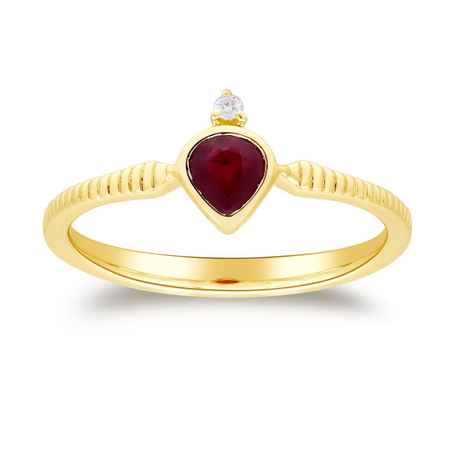 Ella 14K Yellow Gold Pear-Cut  Mozambique Ruby Ring