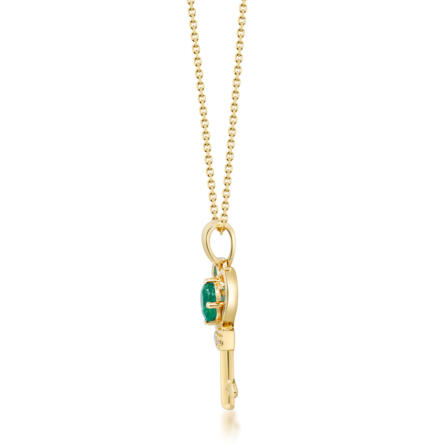 Amelie 14K Yellow Gold Oval -Cut Natural Zambian Emerald Pendant