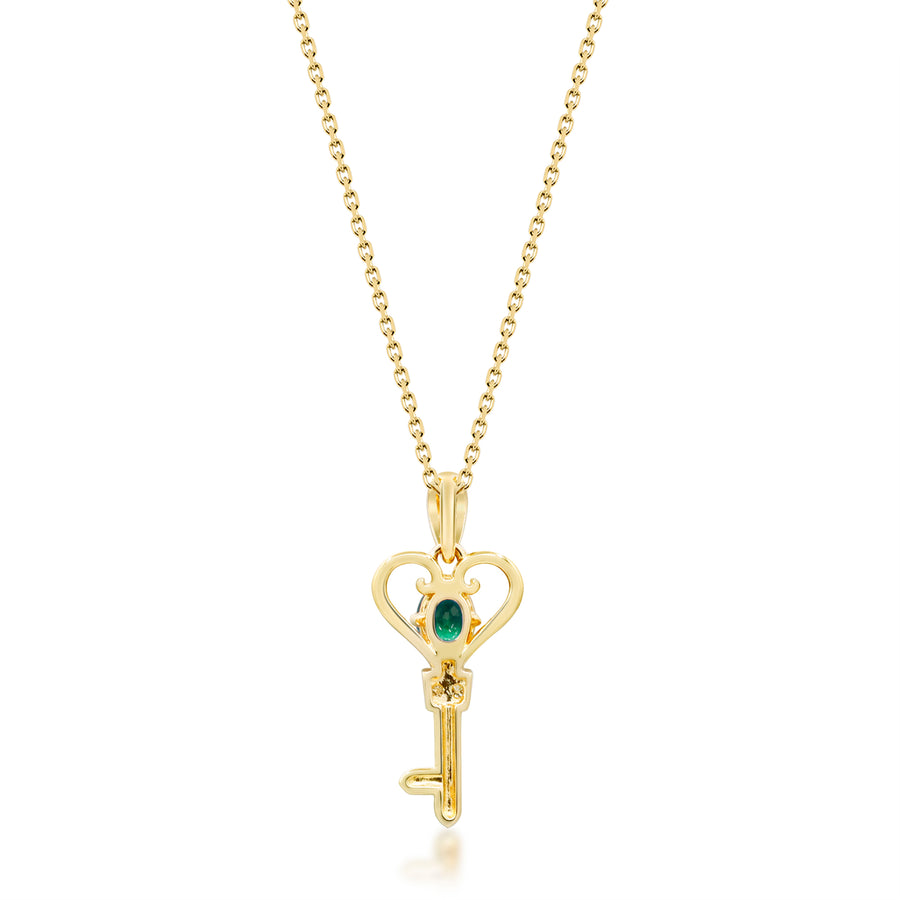 Amelie 14K Yellow Gold Oval -Cut Natural Zambian Emerald Pendant