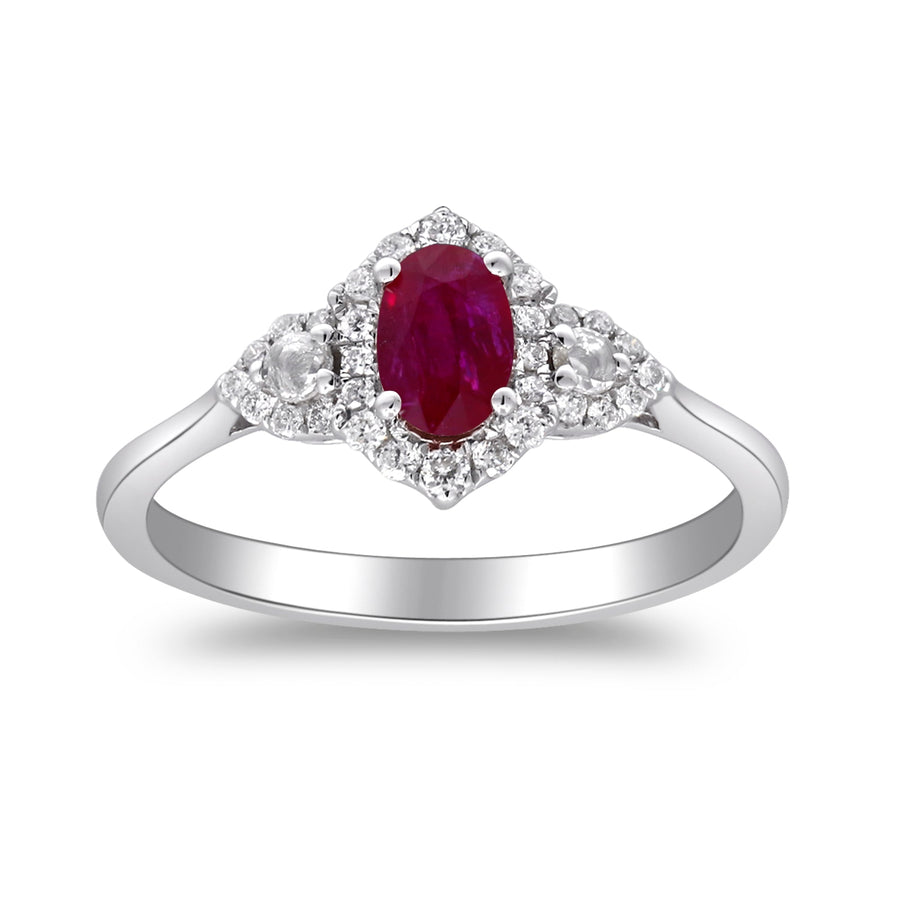 Vida 14K White Gold Oval-Cut  Mozambique Ruby Ring