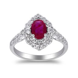 Adeline 14K White Gold Oval-Cut Mozambique Ruby Ring