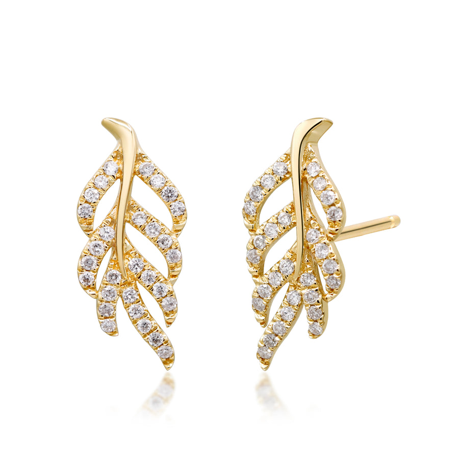 Madison 14K Yellow Gold Round-Cut White Diamond Earring