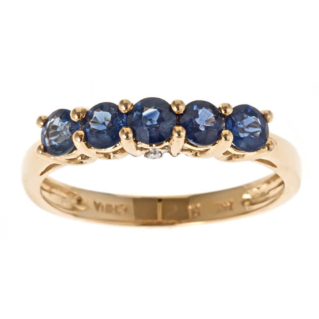 product 14K Yellow Gold Round-Cut Ceylon Blue Sapphire Ring