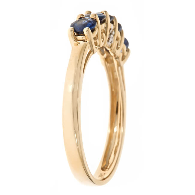 product 14K Yellow Gold Round-Cut Ceylon Blue Sapphire Ring