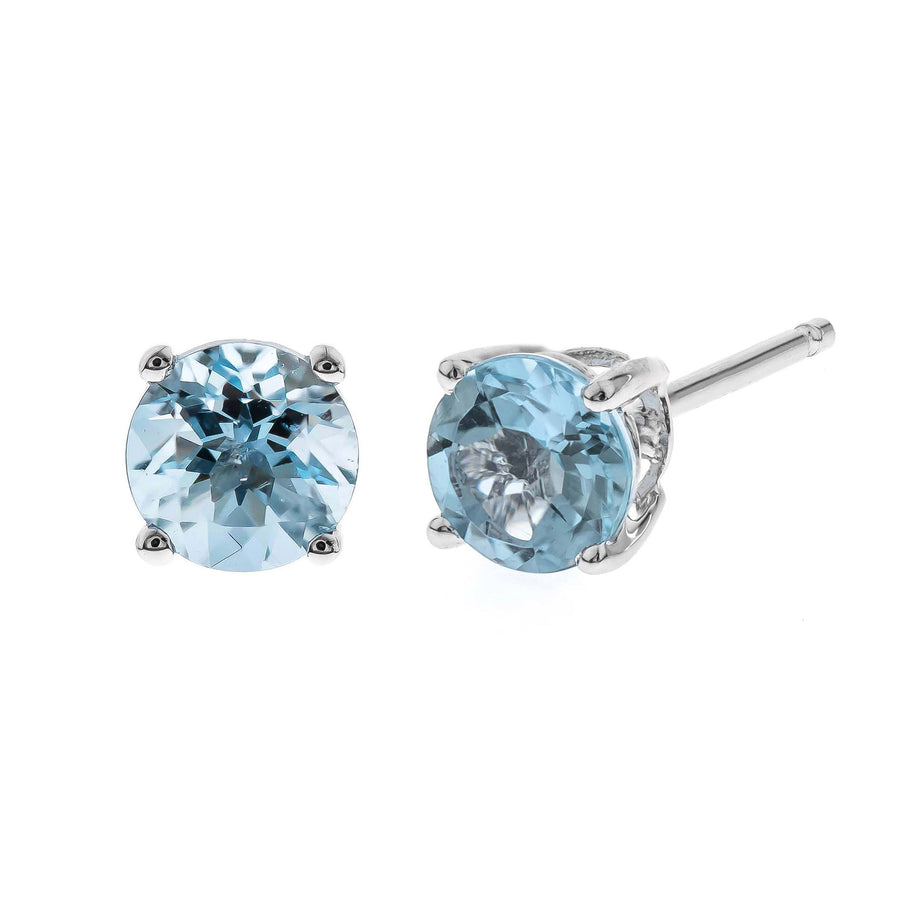 Jaycee 14K White Gold Round-Cut Brazilian Aquamarine Earring