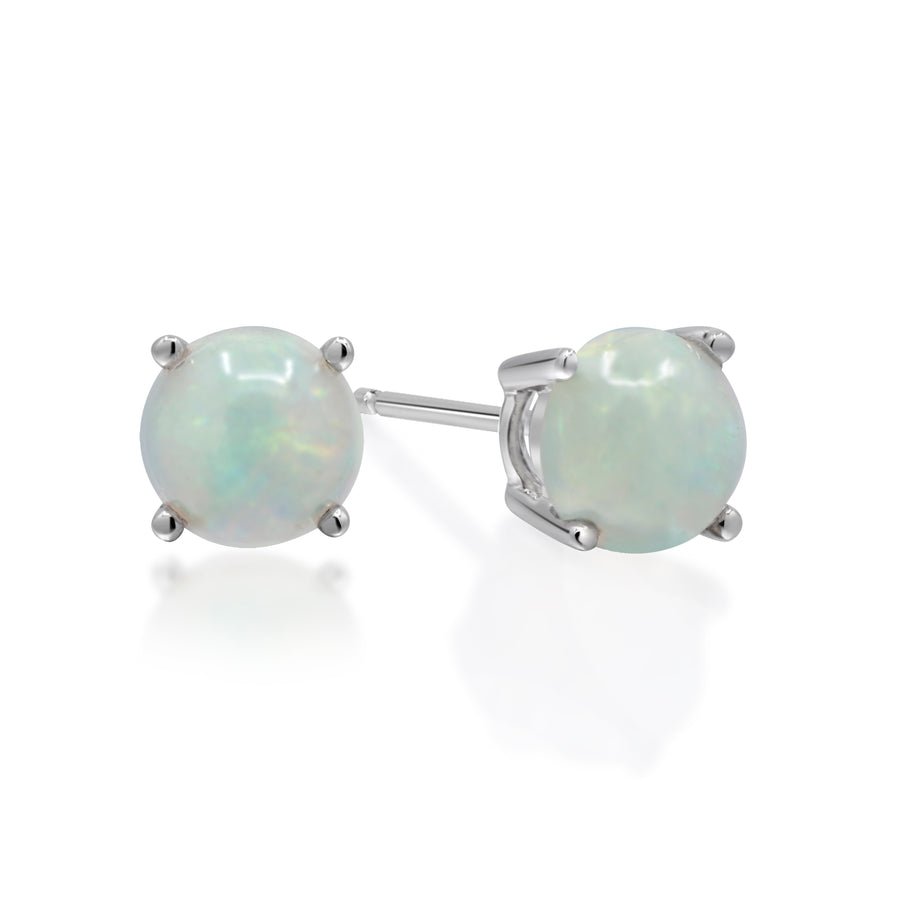 Avalynn 14K White Gold Round-Cut Natural African Opal Earring