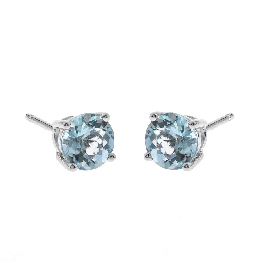 Jayde 14K White Gold Round-Cut Brazilian Aquamarine Earring