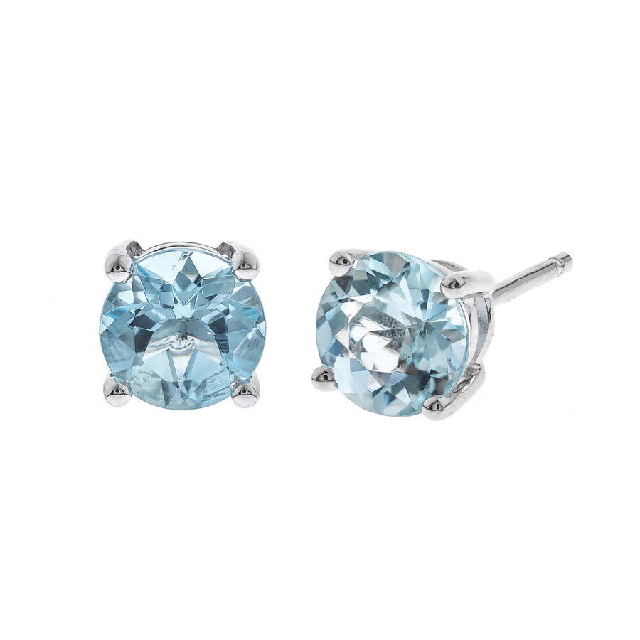 Jayde 14K White Gold Round-Cut Brazilian Aquamarine Earring