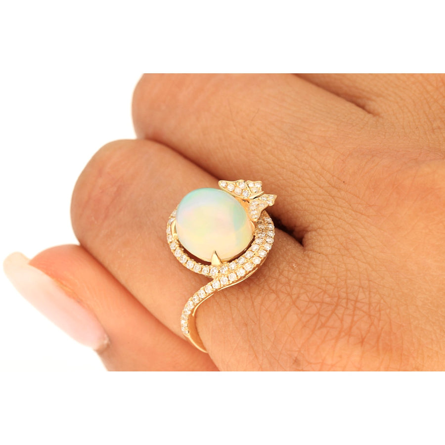 Ramona 14K Yellow Gold Cabochon-Cut Natural African Opal Ring