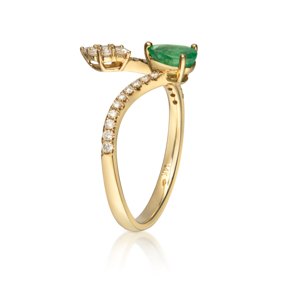 Melanie 14K Yellow Gold Pear-Cut Emerald Ring