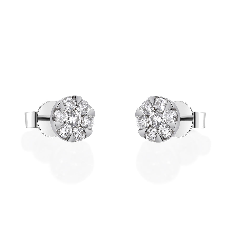 Sparkling Splendor 14K White Gold Round-Cut White Diamond Earring