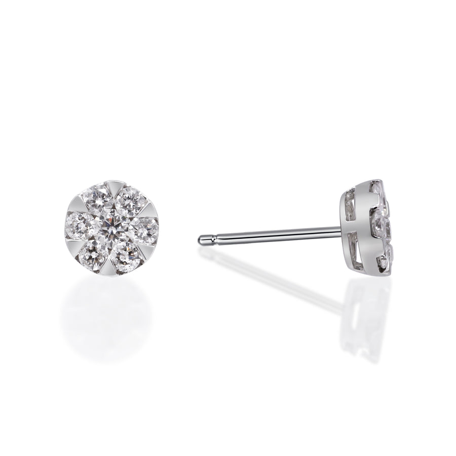 Sparkling Splendor 14K White Gold Round-Cut White Diamond Earring