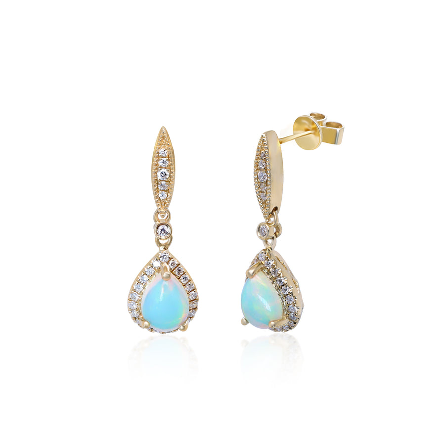 Bethany 14K Yellow Gold Pear-shaped Natural African Opal earrings