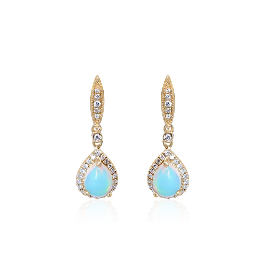 Bethany 14K Yellow Gold Pear-shaped Natural African Opal earrings