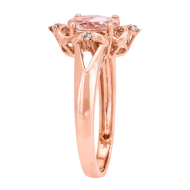 Lyra 10K Rose Gold Oval-cut Madagascar Morganite Ring