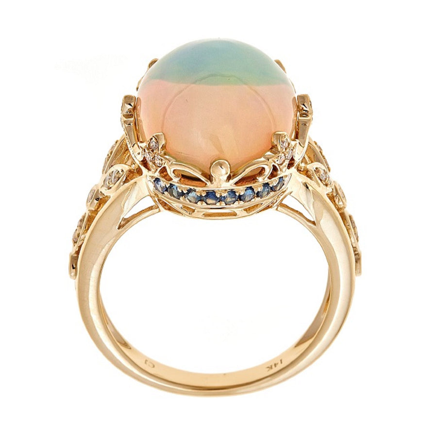 Maya 14K Yellow Gold Oval-Cab Natural African Opal Ring