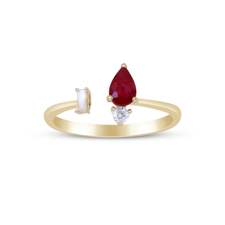 Alohi 18K Yellow Gold Pear-Cut Mozambique Ruby Ring