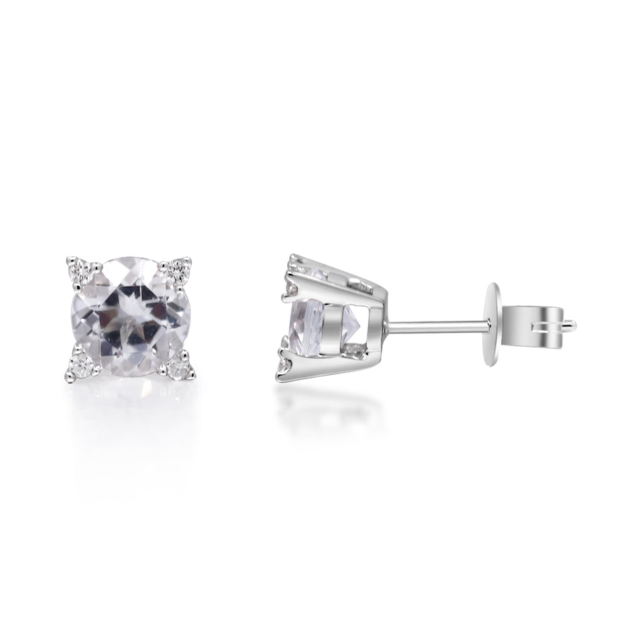 Lucy 10K White Gold Round-Cut White Topaz Earring