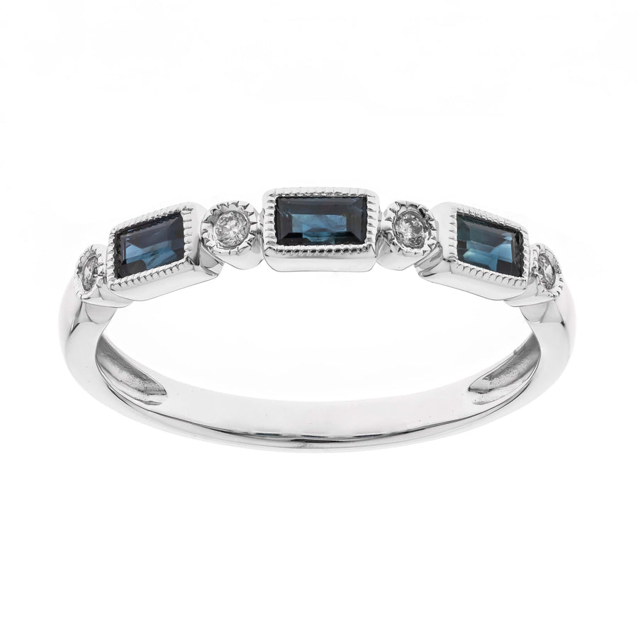 Sofia 14K White Gold Baguette-cut Ceylon Blue Sapphire Ring