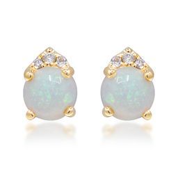 Phoenix 14K Yellow Gold Round-Cut Natural African Opal Earrings