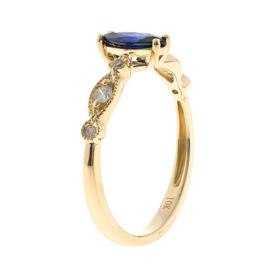 Ainhoa 10K Yellow Gold Marquise-Cut Ceylon Blue Sapphire Ring