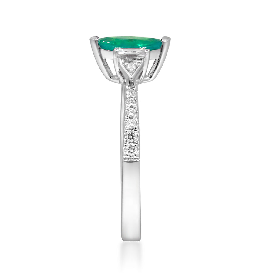 Evie 10K White Gold Marquise-Cut Natural Zambian Emerald Ring