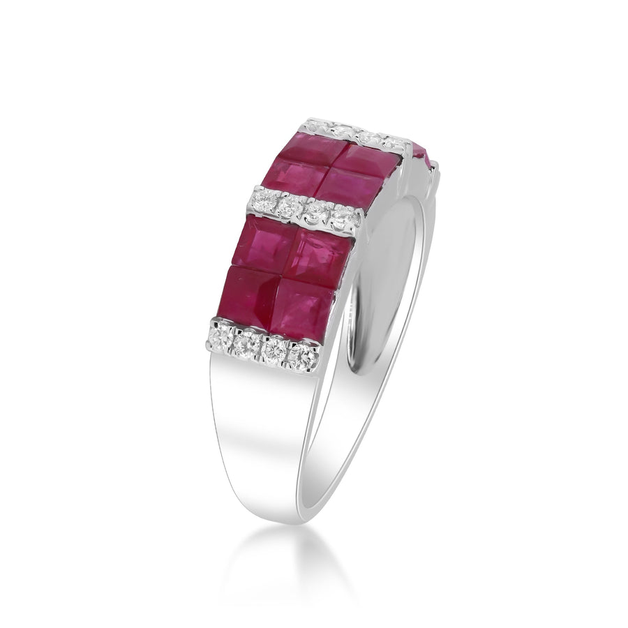 Riley 18K White Gold Square-Cut Mozambique Ruby Ring