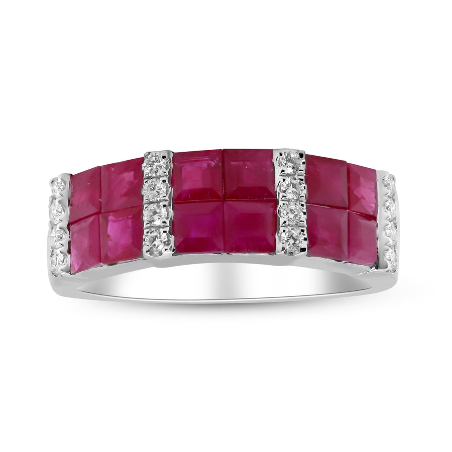 Riley 18K White Gold Square-Cut Mozambique Ruby Ring