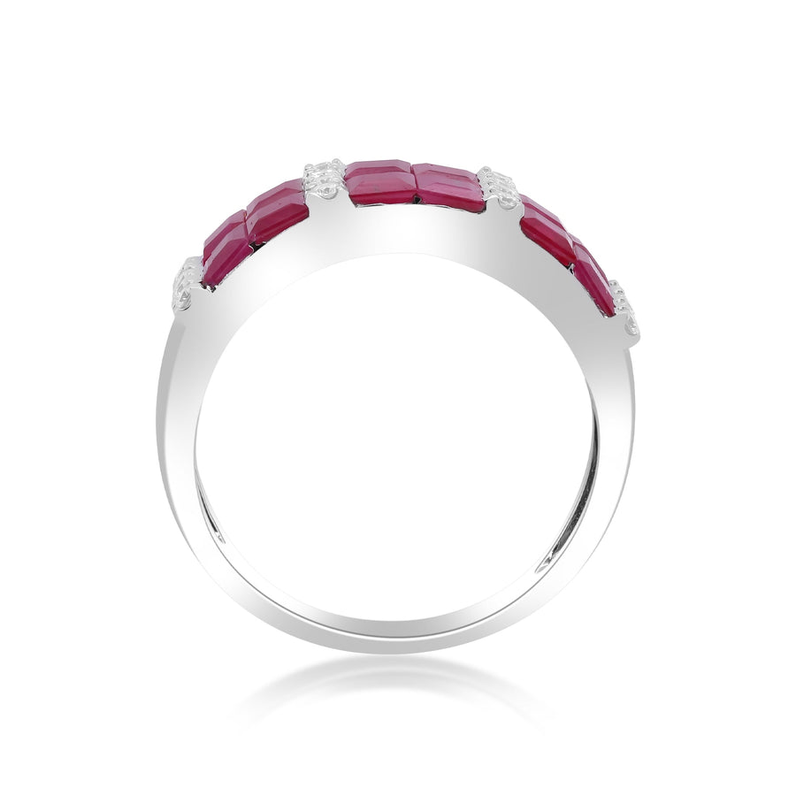 Riley 18K White Gold Square-Cut Mozambique Ruby Ring