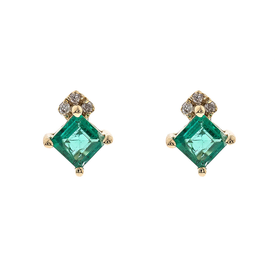 Charli 10K Yellow Gold Square-Cut Natural Zambian Emerald Earrings