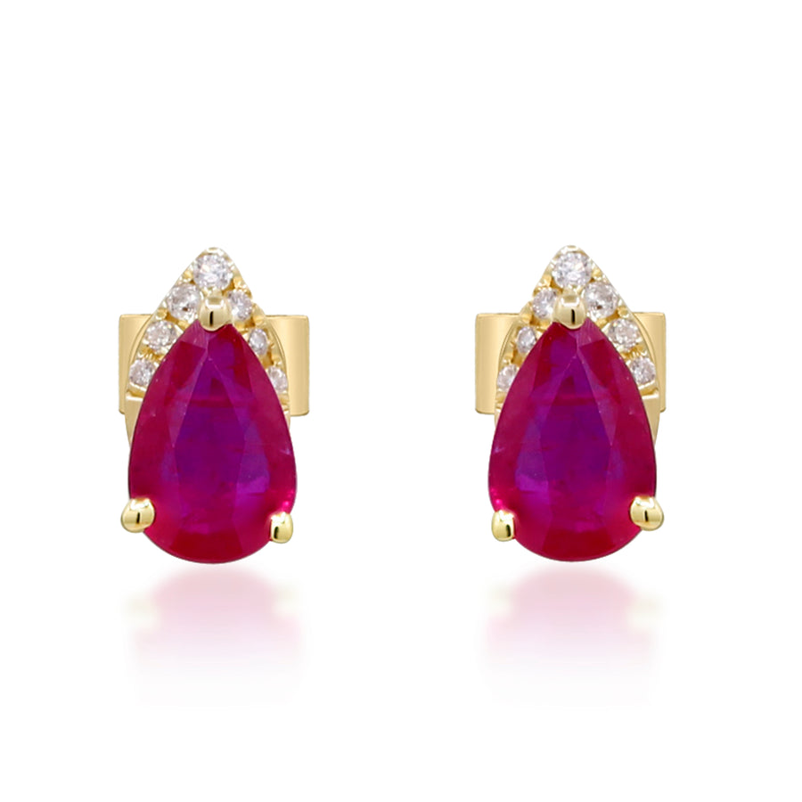 Ariah 10K Yellow Gold Pears-Cut Mozambique Ruby Earring