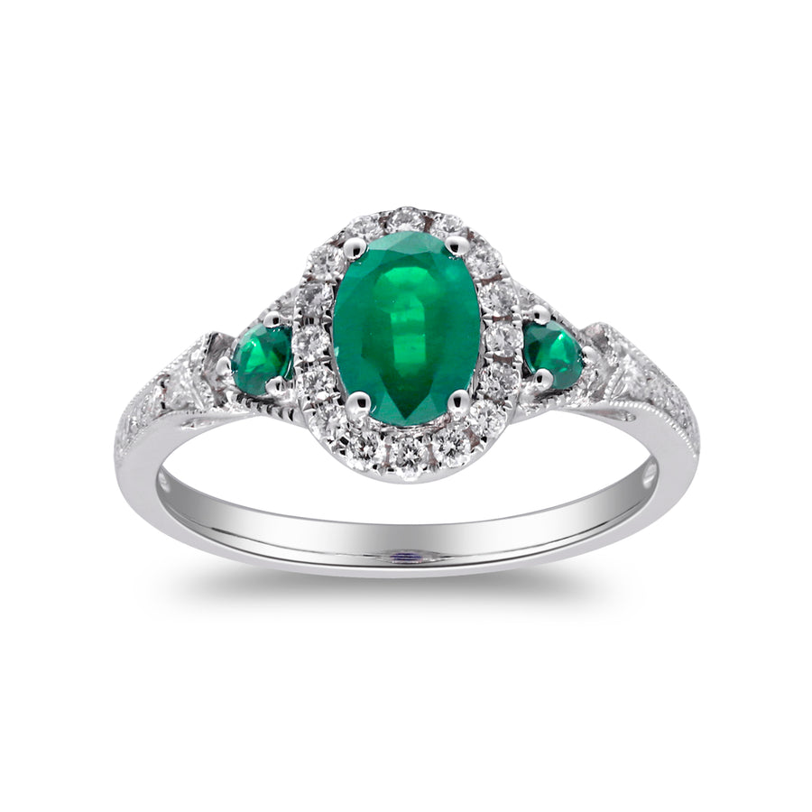 Radiant Splendor: Briella 14K White Gold Oval-Cut Zambian Emerald Ring