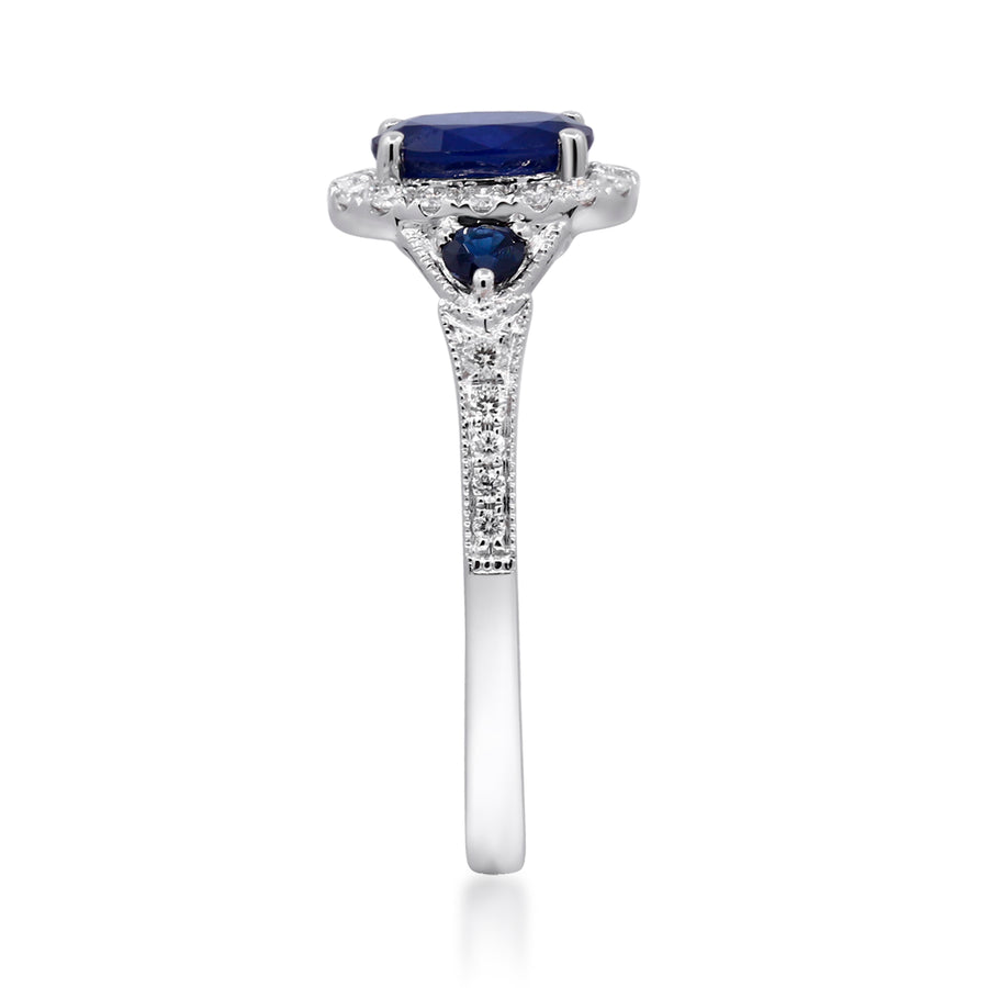 Fiona 14K White Gold Oval-Cut Ceylon Blue Sapphire Ring