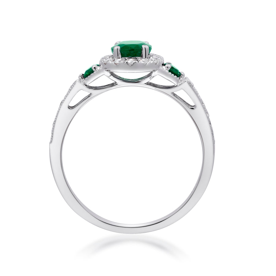 Radiant Splendor: Briella 14K White Gold Oval-Cut Zambian Emerald Ring