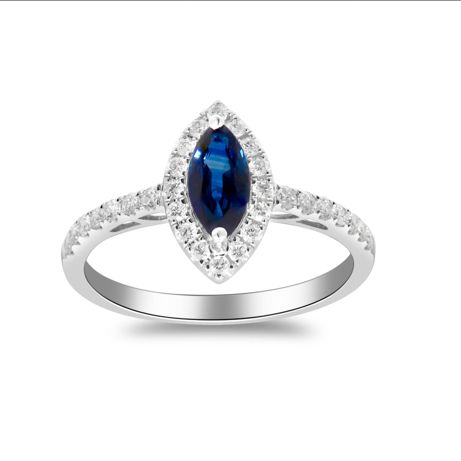 Jaylani 14K White Gold Marquise-Cut Ceylon Blue Sapphire Ring