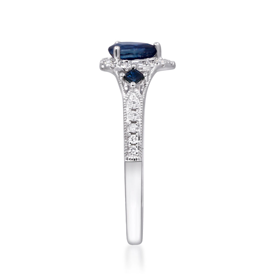 Kaylani 14K White Gold Pear-Cut Ceylon Blue Sapphire Ring