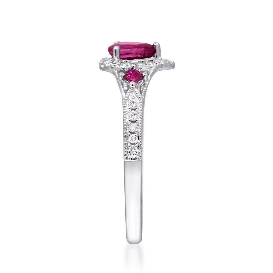 Willa 14K White Gold Pear-Cut Mozambique Ruby Ring