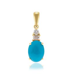 Alejandra 10K Yellow Gold Oval-Cab Arizona Turquoise Pendant