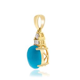 Alejandra 10K Yellow Gold Oval-Cab Arizona Turquoise Pendant