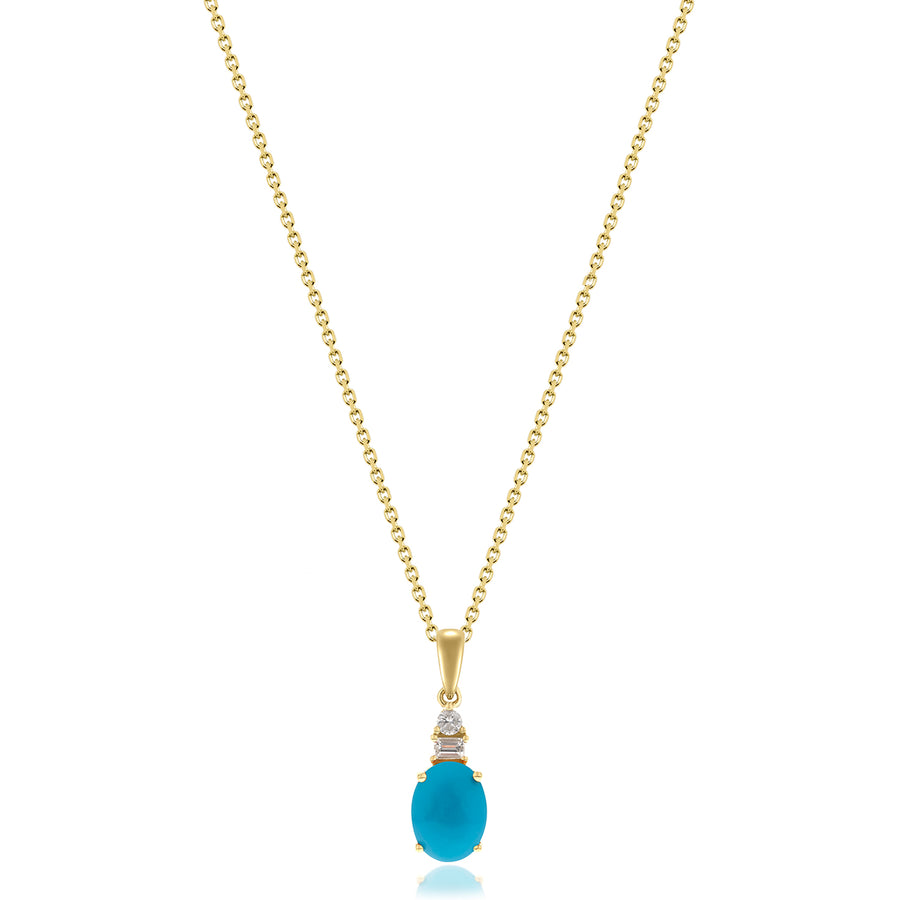 Alejandra 10K Yellow Gold Oval-Cab Arizona Turquoise Pendant