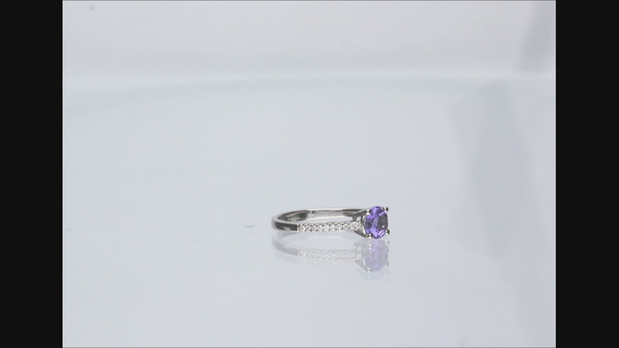 Megan 10K White Gold Round-Cut Tanzanian Tanzanite Ring