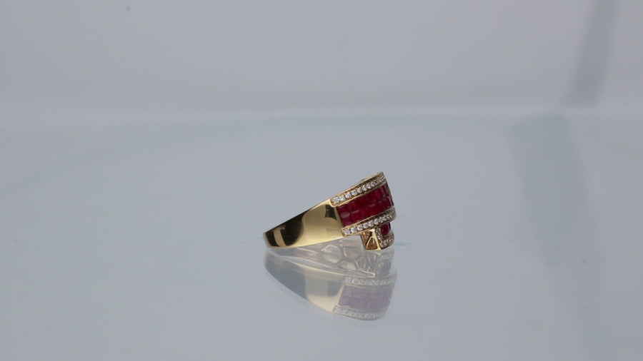 Aisha 10K Yellow Gold Square-Cut Mozambique Ruby Ring