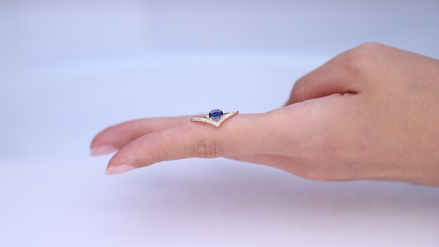 Alisson 10K Yellow Gold Oval-Cut Ceylon Blue Sapphire Ring