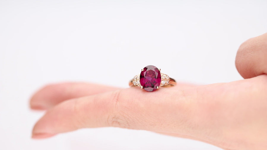 Berkeley 14K Rose Gold Oval-Cut Madagascar Rhodolite Ring