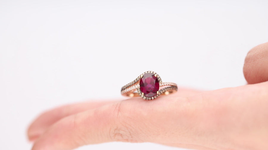 Lilliana 10K Rose Gold Oval-Cut Madagascar Rhodolite Ring